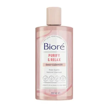 Biore Rose Quartz & Charcoal Daily Purifying Cleanser For Oily Skin 200ml