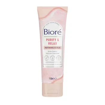 Biore Rose Quartz & Charcoal Gentle Pore Refining Scrub For Oily Skin 110ml