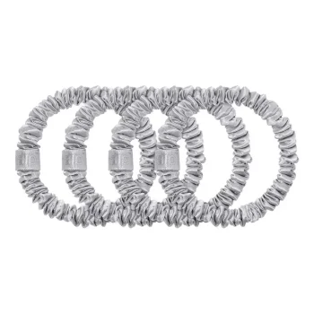SLIP Pure Silk Skinny Scrunchies Silver x 4
